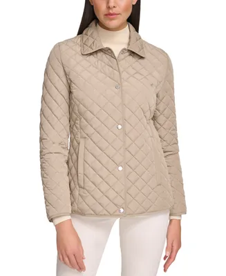 Calvin Klein Womens Collared Quilted Coat