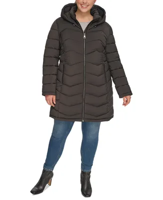 Calvin Klein Women's Plus Hooded Packable Puffer Coat, Created for Macy's