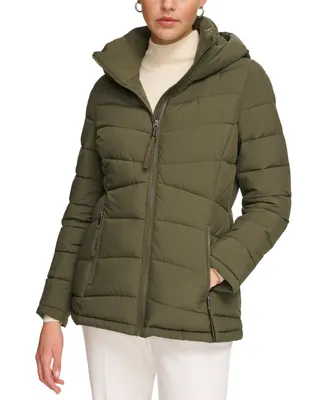 Calvin Klein Women's Stretch Hooded Puffer Coat, Created for Macy's