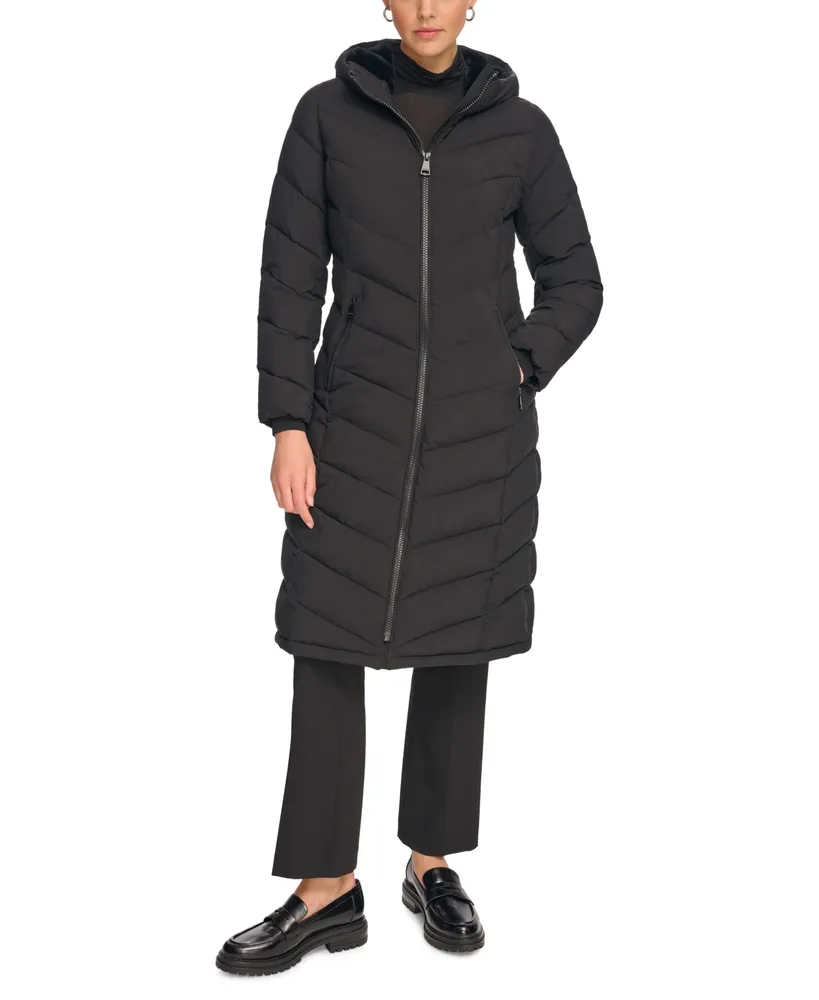 Calvin Klein Women's Stretch Hooded Maxi Puffer Coat