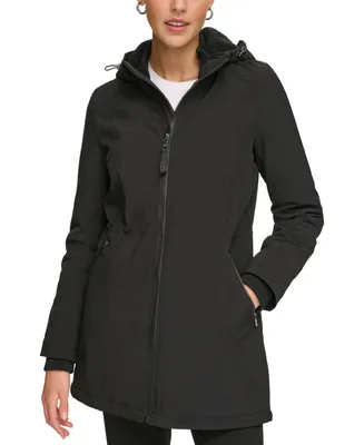 Calvin Klein Womens Hooded Faux-Fur-Lined Anorak Raincoat