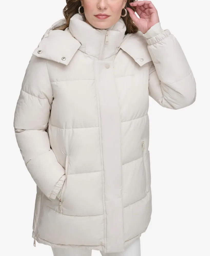 Calvin Klein Women's Hooded Stand-Collar Puffer Coat