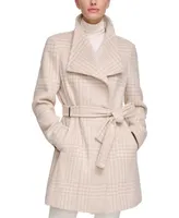 Calvin Klein Womens Asymmetrical Belted Wrap Coat, Created for Macys