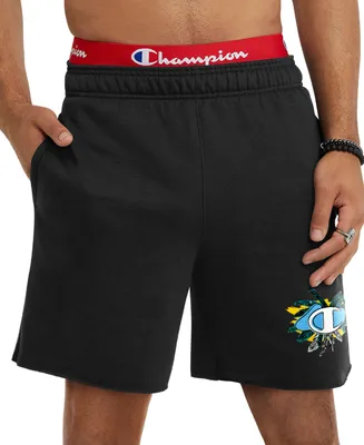 Champion Men's Powerblend Standard-Fit Logo-Print 7" Fleece Shorts