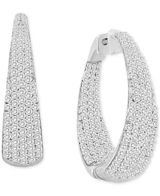 Diamond Tapered Oval Medium Hoop Earrings (3 ct. t.w.) in 10k White Gold