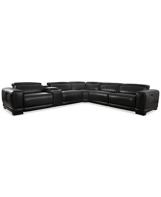 Closeout! Krofton 6-Pc. Beyond Leather Fabric Sectional with Power Motion Recliners and 1 Console