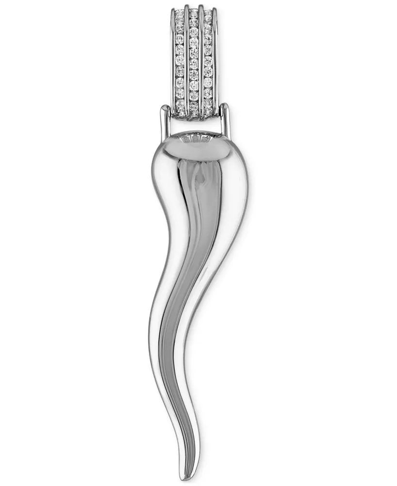 Esquire Men's Jewelry Cubic Zirconia Horn Pendant in Sterling Silver, Created for Macy's