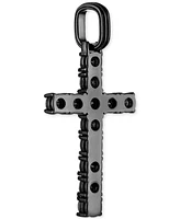 Esquire Men's Jewelry Black Cubic Zirconia Cross Pendant Ruthenium-Plated Sterling Silver (Also White Zirconia), Created for Macy's