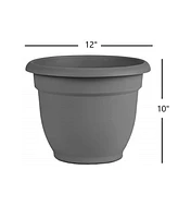 Bloem AP12908 Ariana Planter with Self-Watering Disk, Charcoal - 12 inches