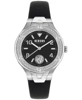 Versus Versace Women's Three-Hand Quartz Vittoria Black Leather Strap 38mm