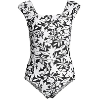 Lands' End Women's D-Cup Tummy Control Cap Sleeve X-Back One Piece Swimsuit