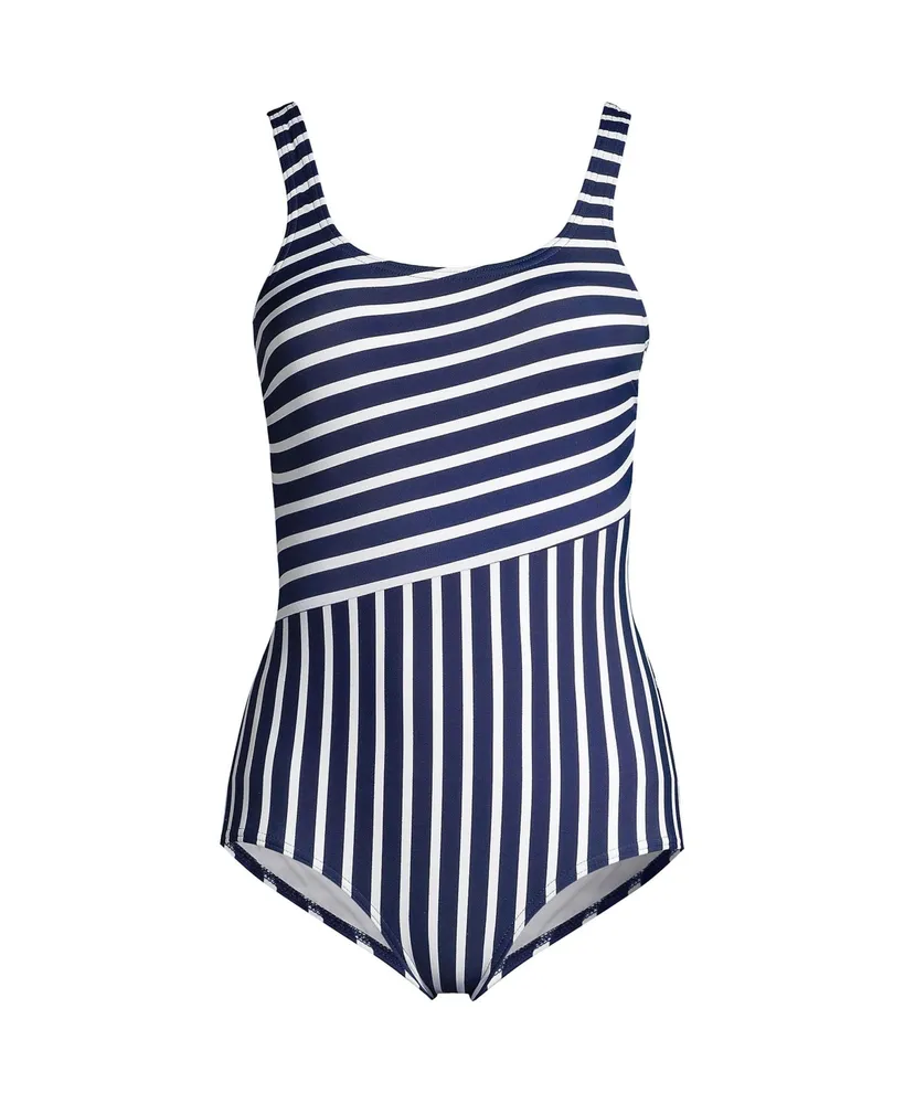 Plus White Scoop Neck Swimsuit