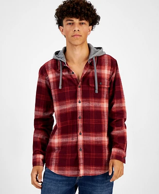 Sun + Stone Men's Andrew Plaid Hooded Flannel Shirt, Created for Macy's