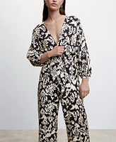 Mango Women's Bow Geometric Print Jumpsuit