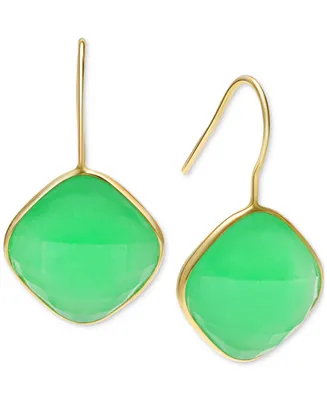 Dyed Green Jade Drop Earrings in 14k Gold-Plated Sterling Silver