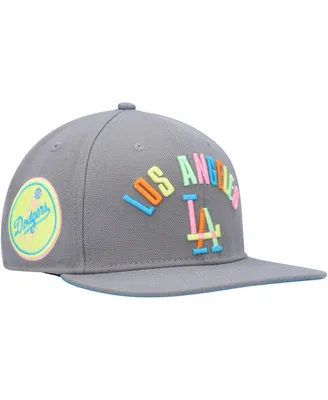 Men's Pro Standard Gray Los Angeles Dodgers Washed Neon Snapback Hat