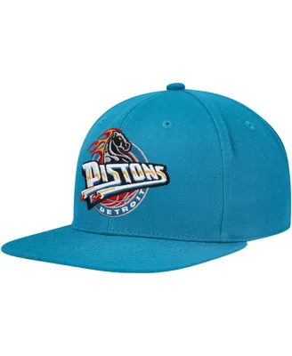 Men's Mitchell & Ness Teal Detroit Pistons Hardwood Classics Mvp Team Ground 2.0 Fitted Hat