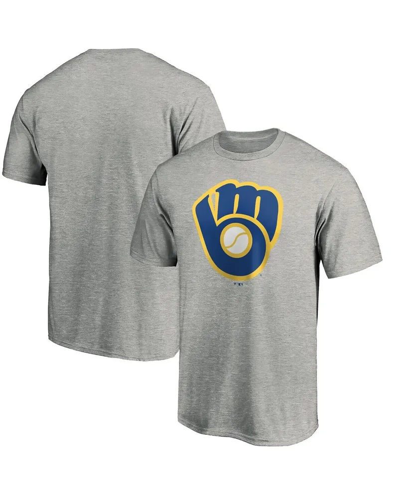 Men's Fanatics Heathered Gray Milwaukee Brewers Cooperstown Collection Huntington Logo T-shirt