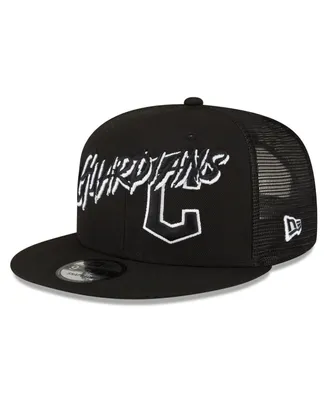 Men's New Era Black Cleveland Guardians Street Trucker 9FIFTY Snapback Hat
