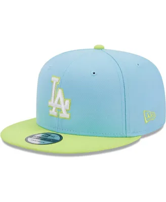 Men's New Era Light Blue and Neon Green Los Angeles Dodgers Spring Basic Two-Tone 9FIFTY Snapback Hat