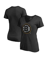 Women's Fanatics Black Boston Bruins Core Smoke V-Neck T-shirt