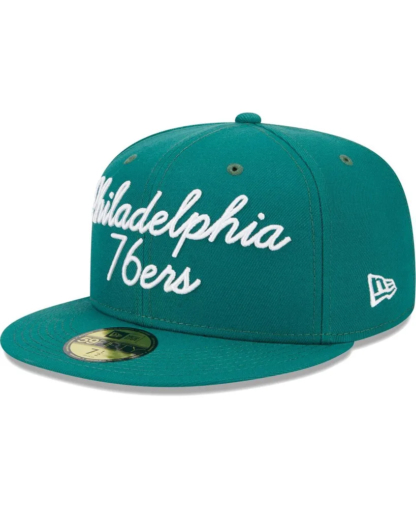 Men's New Era Augusta Green Philadelphia 76ers Script 59FIFTY Fitted Hat