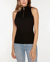 Belldini Black Label Women's Sleeveless Quarter-Zip Sweater