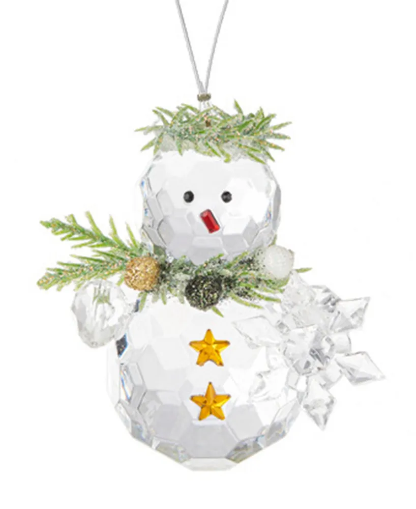 Kissing Krystals Teeny Mistletoe Snowman with Snowflake Ornament