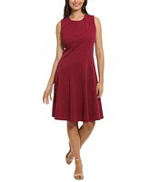 London Times Petite Bias-Seamed Sleeveless Fit & Flare Dress