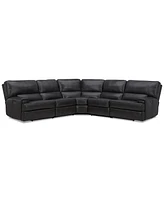 Closeout! Binardo 123" 5 Pc Zero Gravity Leather Sectional with 3 Power Recliners, Created for Macy's