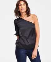 I.n.c. International Concepts Women's One-Shoulder Satin Blouse, Created for Macy's