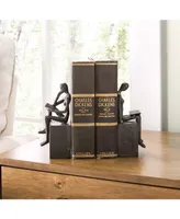 Danya B Man and Woman Reading on A Block Cast Iron Bookend Set