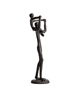 Danya B Proud Father Holding Child on Shoulders Contemporary Iron Sculpture Statue