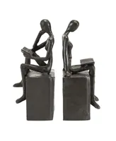 Danya B Man and Woman Reading on A Block Cast Iron Bookend Set