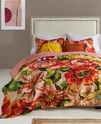Greenland Home Fashions Senna Floral Boho 3 Piece Quilt Set, King/California King