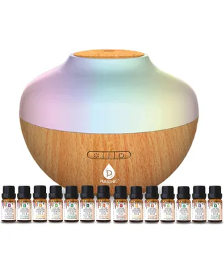 Pursonic Aromatherapy Diffuser & Essential Oil Set-Ultrasonic Top 14 Oils-300ml with 2 Mist Settings 7 Ambient Light Settings-