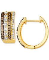Le Vian Chocolate Diamond & Nude Multirow Small Hoop Earrings (1-1/4 ct. t.w.) 14k Gold, 0.7" (Also Available Rose Gold)