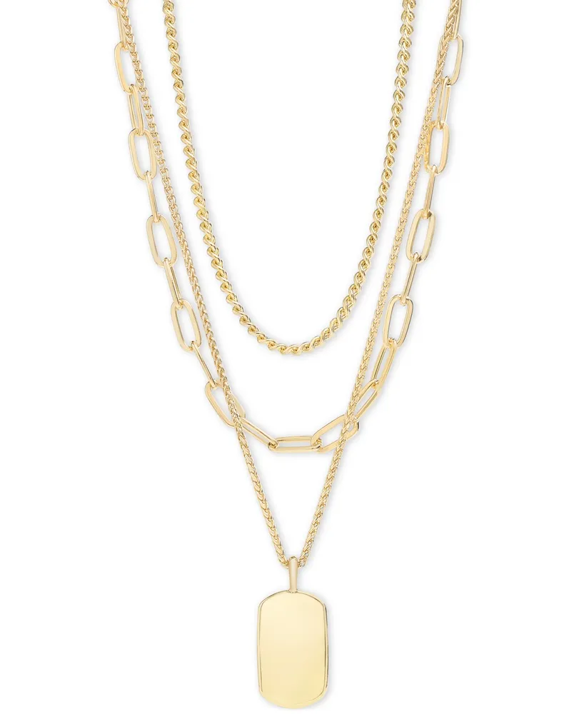 On 34th 3-Row Chain Pendant Necklace, 16" to 19" + 2" extender, Created for Macy's