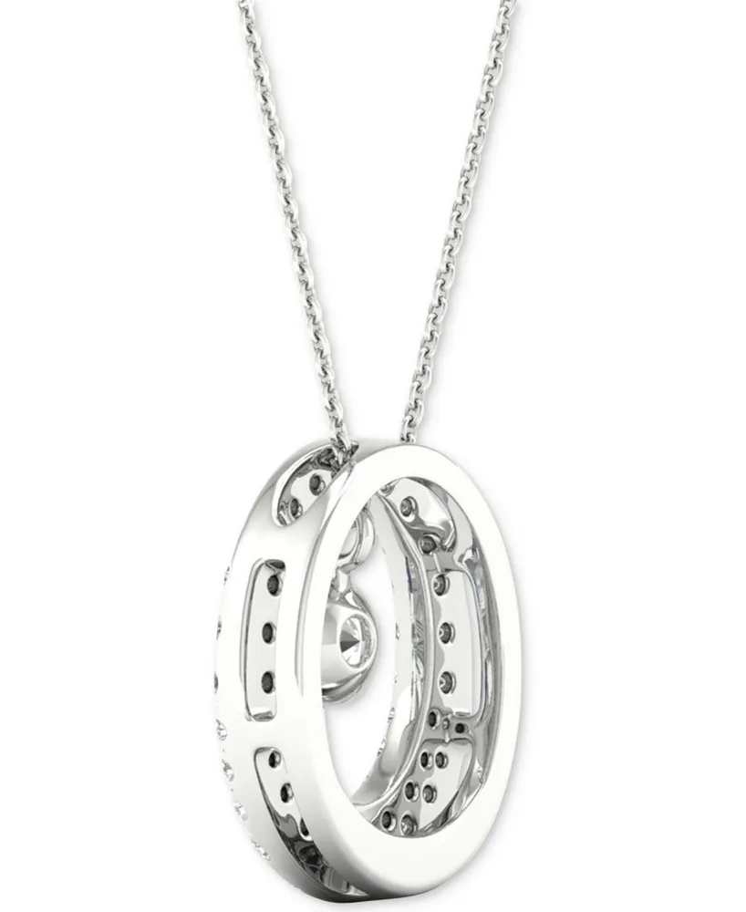 Diamond Orbital Halo Pendant Necklace (1/3 ct. t.w.) in 10k White Gold, 16" + 2" extender