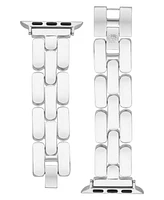 Anne Klein Women's White Enamel and Silver-Tone Alloy Metal Bracelet designed for Apple Watch 42mm (Series 10) & 38/40/41mm - White, Silver