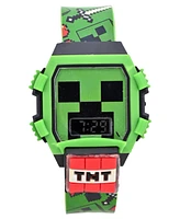 Accutime Kids Unisex Minecraft Creeper Green and Black Silicone Watch 36mm Set