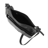 Ladies Leather Medium Multi Zip Crossbody Bag