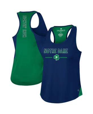 Women's Colosseum Navy Notre Dame Fighting Irish Sachs 2-Hit Scoop Neck Racerback Tank Top