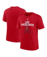 Men's Nike Red California Angels Cooperstown Collection Rewind Retro Tri-Blend T-shirt