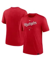 Men's Nike Heather Red Washington Nationals Authentic Collection Early Work Tri-Blend Performance T-shirt