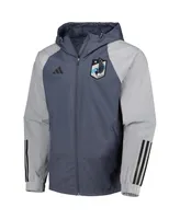 Men's adidas Charcoal Minnesota United Fc All-Weather Raglan Hoodie Full-Zip Jacket