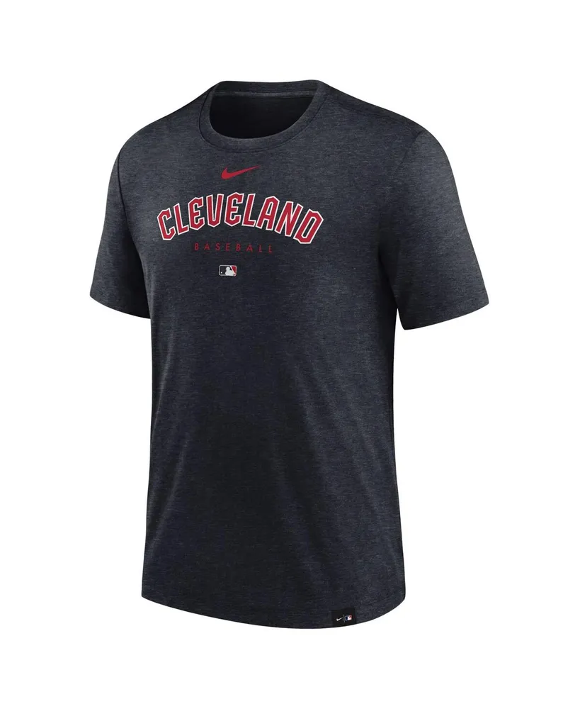 Men's Nike Heather Navy Cleveland Guardians Authentic Collection Early Work Tri-Blend Performance T-shirt