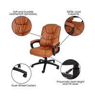 Emma+Oliver Big & Tall 400 Lb. Rated Leathersoft Office Chair - Desk