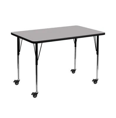 Emma+Oliver Mobile 36X72 Rectangle Laminate Adjustable Activity Table