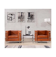 Contemporary Leathersoft Chair With Double Bar Encasing Frame